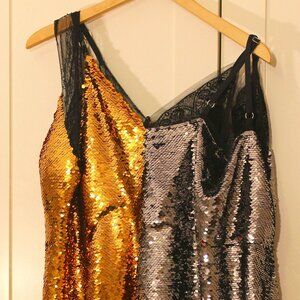 Burberry Gold Bicolor Sequin Cocktail Dress – One Size